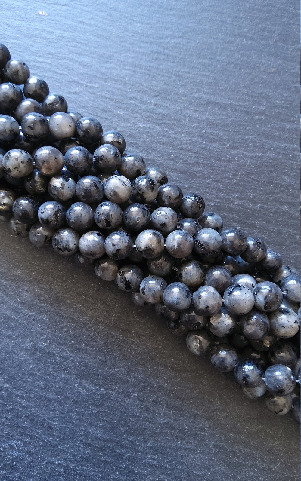 8.4mm Larvikite Natural Gemstone Beads Undyed Full 15.7 inch Strand Hole: 1mm