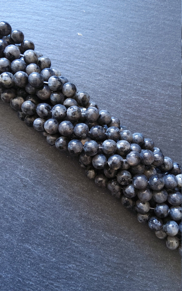 8.4mm Larvikite Natural Gemstone Beads Undyed Full 15.7 inch Strand Hole: 1mm