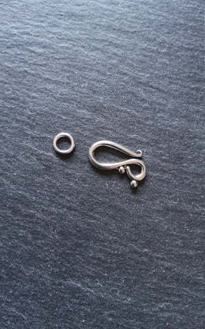 10 or 50 Sets Hook and Eye Clasps Antique Silver Tone 21x12mm Nickel Free