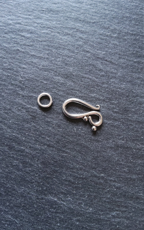 10 or 50 Sets Hook and Eye Clasps Antique Silver Tone 21x12mm Nickel Free