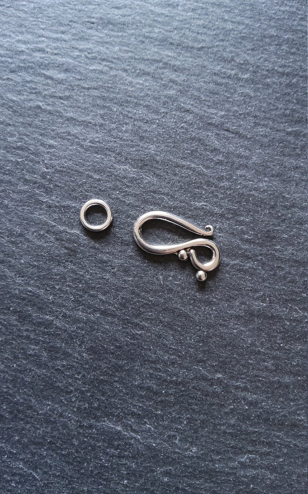 10 or 50 Sets Hook and Eye Clasps Antique Silver Tone 21x12mm Nickel Free