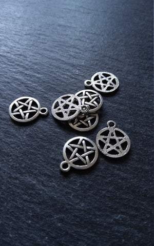 12 or 60 Pentagram Charms Antique Silver Alloy 15x12mm