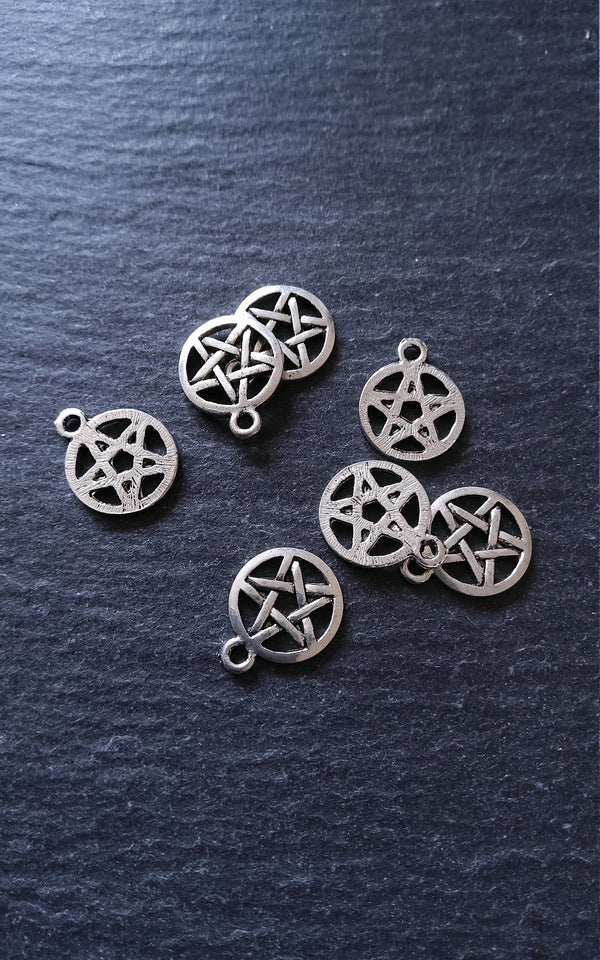 12 or 60 Pentagram Charms Antique Silver Alloy 15x12mm