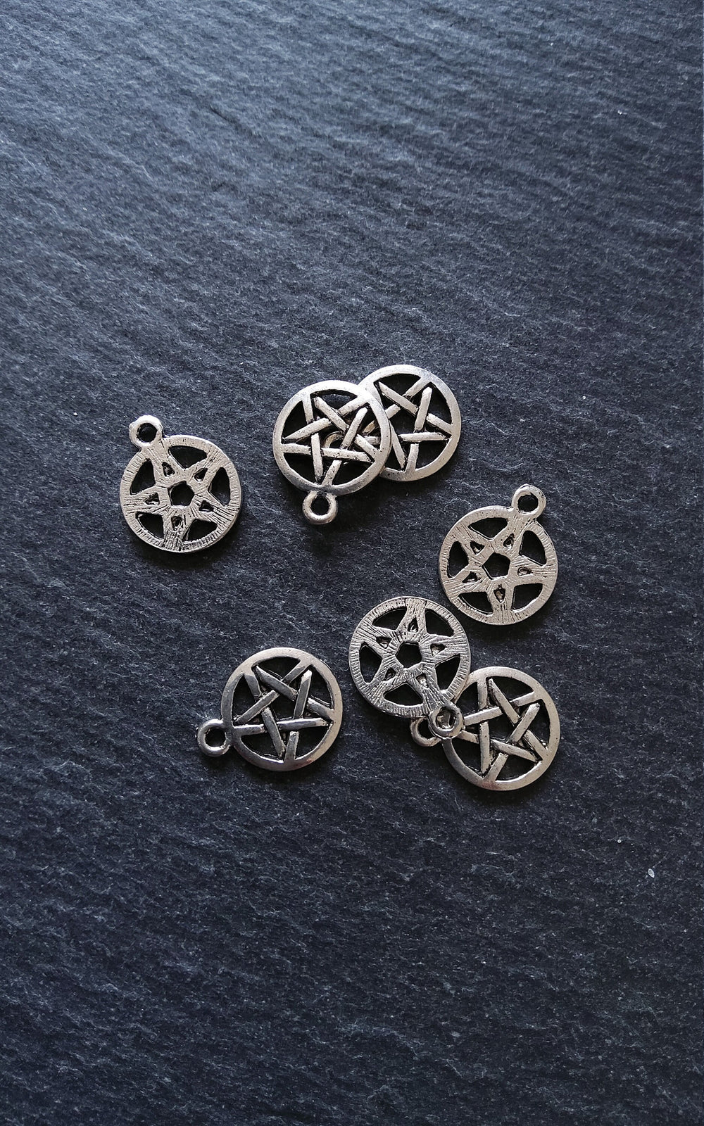 12 or 60 Pentagram Charms Antique Silver Tone 15x12mm