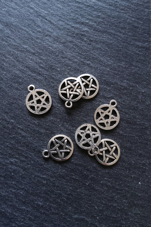 12 or 60 Pentagram Charms Antique Silver Alloy 15x12mm