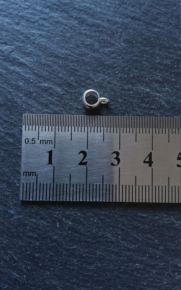 20 or 100 Bright Silver Plated Bail Beads 9x4mm Plain Metal Alloy 3.5mm Hole