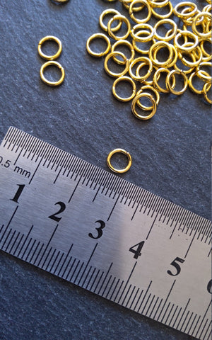 200 or 1000 Gold Plated 6mm Diameter 1mm Metal Alloy Jump Rings Strong 18 Gauge
