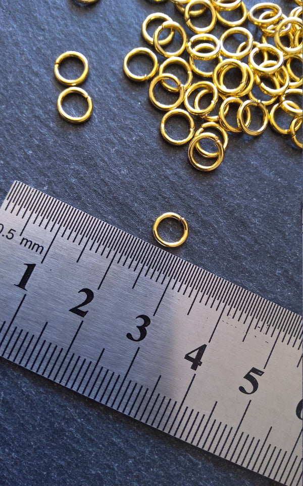200 or 1000 Gold Plated 6mm Diameter 1mm Metal Alloy Jump Rings Strong 18 Gauge