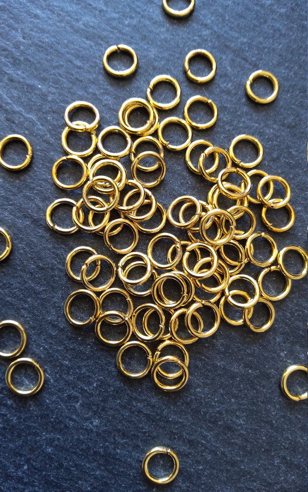 200 or 1000 Gold Plated 6mm Diameter 1mm Metal Alloy Jump Rings Strong 18 Gauge