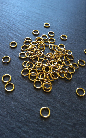 200 or 1000 Gold Plated 6mm Diameter 1mm Metal Alloy Jump Rings Strong 18 Gauge