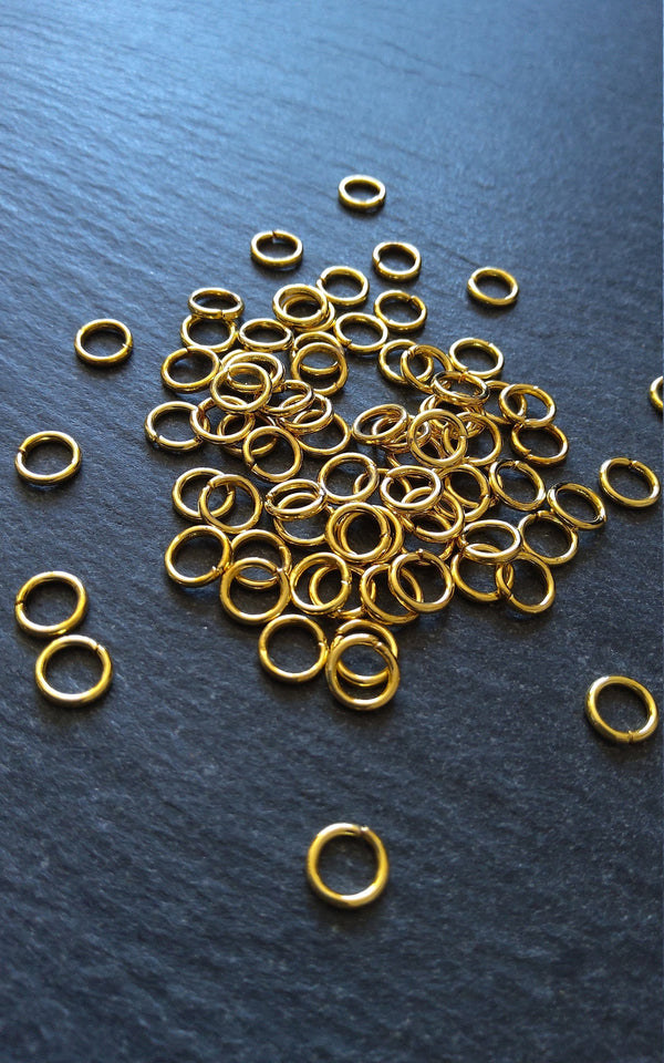 200 or 1000 Gold Plated 6mm Diameter 1mm Metal Alloy Jump Rings Strong 18 Gauge