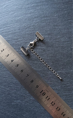 4 or 20 Stainless Steel Crimp End Sets for 13mm (1/2 inch) Wide Chokers & Bracelets with Extender