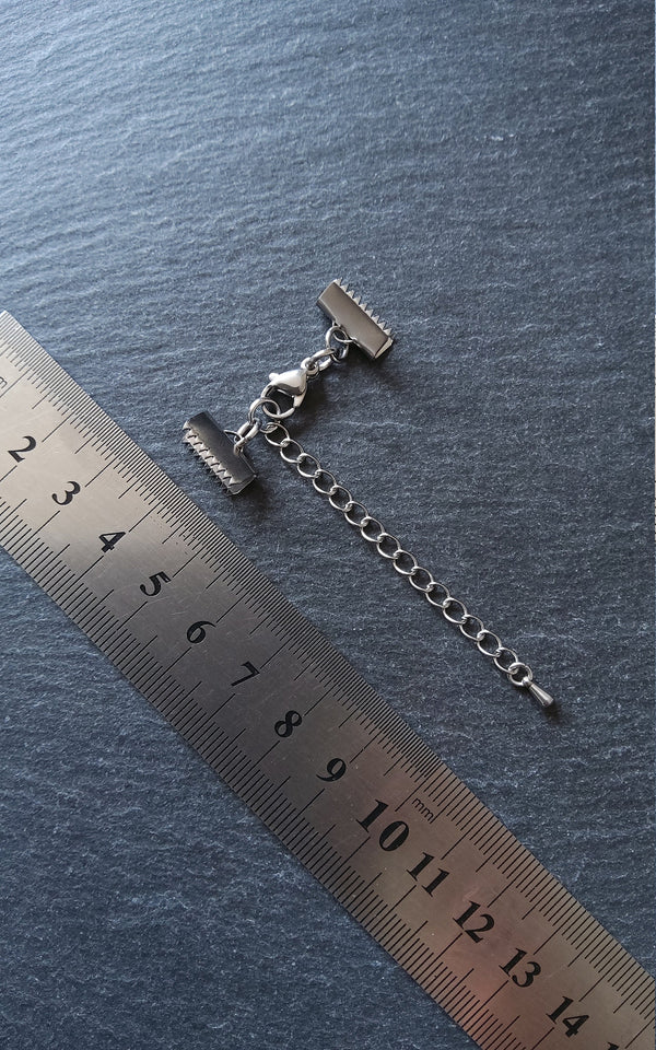 4 or 20 Stainless Steel Crimp End Sets for 13mm (1/2 inch) Wide Chokers & Bracelets with Extender