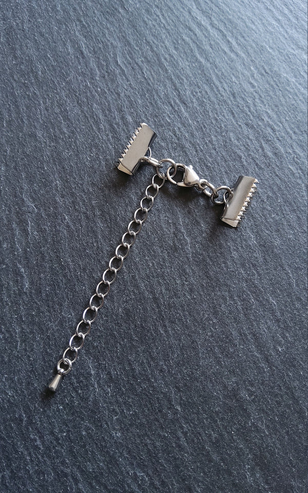 4 or 20 Stainless Steel Crimp End Sets for 13mm (1/2 inch) Wide Chokers & Bracelets with Extender