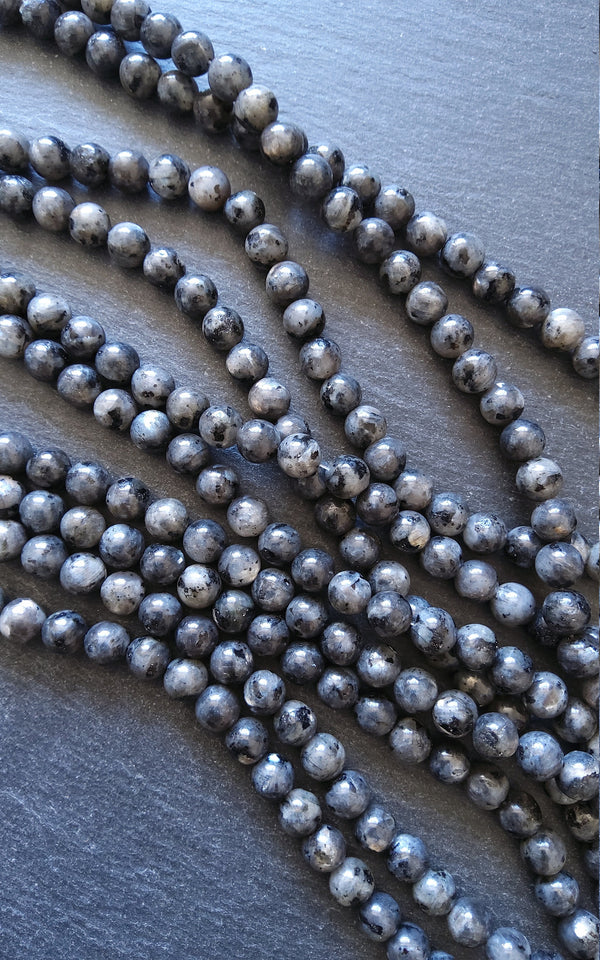 8.4mm Larvikite Natural Gemstone Beads Undyed Full 15.7 inch Strand Hole: 1mm