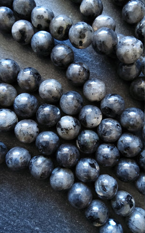 8.4mm Larvikite Natural Gemstone Beads Undyed Full 15.7 inch Strand Hole: 1mm