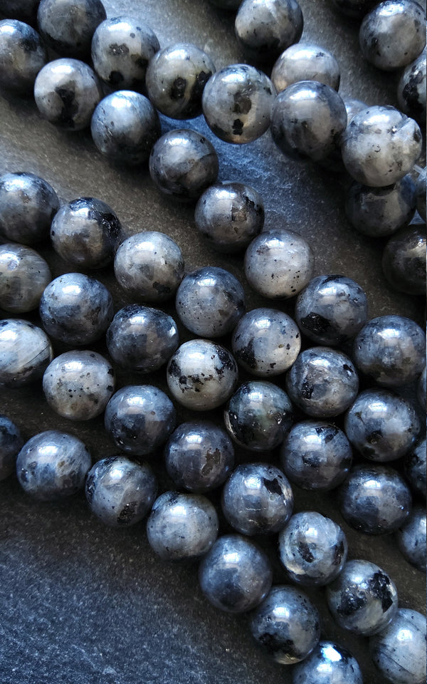 8.4mm Larvikite Natural Gemstone Beads Undyed Full 15.7 inch Strand Hole: 1mm