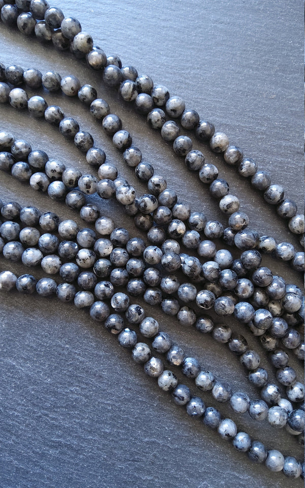 8.4mm Larvikite Natural Gemstone Beads Undyed Full 15.7 inch Strand Hole: 1mm