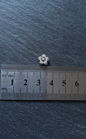 20 or 100 Antique Silver Tone 9mm Tibetan Flower Spacer Beads 9x5mm