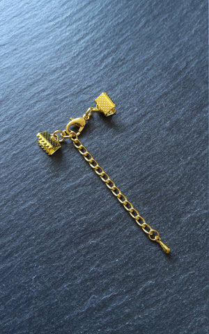 Pack of 5 Gold Plated Crimp End Sets for Ribbon, Various Sizes