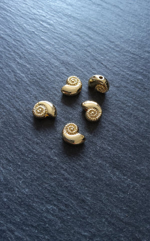4 or 20 Shell Snail Ammonite Beads Real 14K Gold Plated Alloy 11x8x4.5mm Hole: 1.5mm Nickel FREE