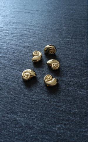 4 or 20 Shell Snail Ammonite Beads Real 14K Gold Plated Alloy 11x8x4.5mm Hole: 1.5mm Nickel FREE