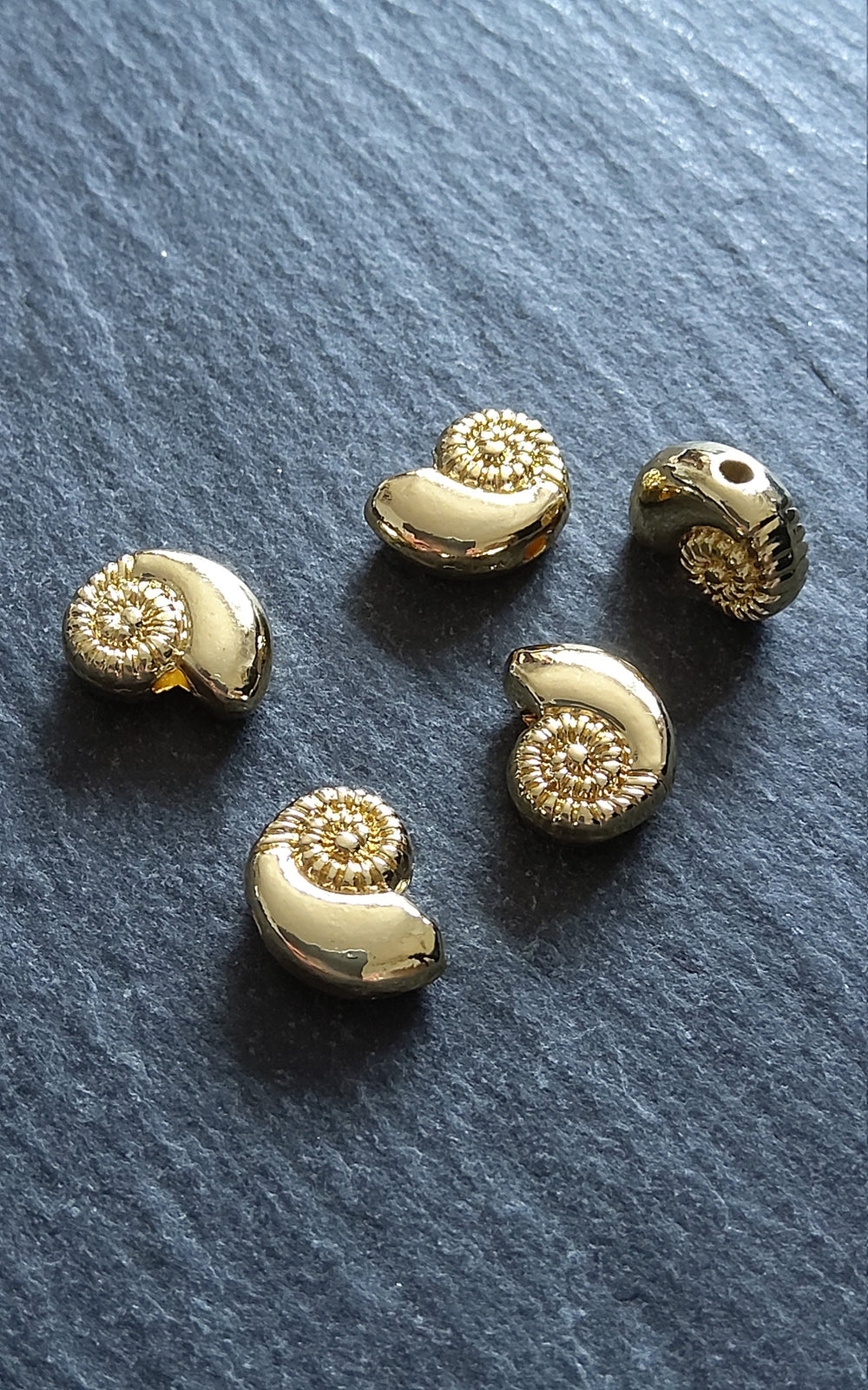 4 or 20 Shell Snail Ammonite Beads Real 14K Gold Plated Alloy 11x8x4.5mm Hole: 1.5mm Nickel FREE