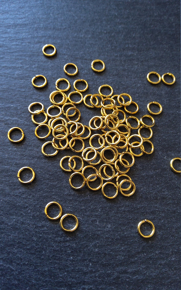 200 or 1000 Gold Plated 6mm Diameter 1mm Metal Alloy Jump Rings Strong 18 Gauge