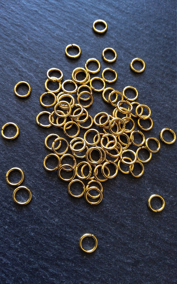 200 or 1000 Gold Plated 6mm Diameter 1mm Metal Alloy Jump Rings Strong 18 Gauge