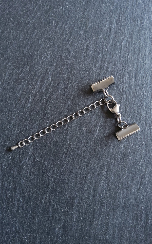4 or 20 Stainless Steel Crimp End Sets for 13mm (1/2 inch) Wide Chokers & Bracelets with Extender