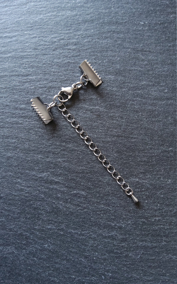 4 or 20 Stainless Steel Crimp End Sets for 13mm (1/2 inch) Wide Chokers & Bracelets with Extender