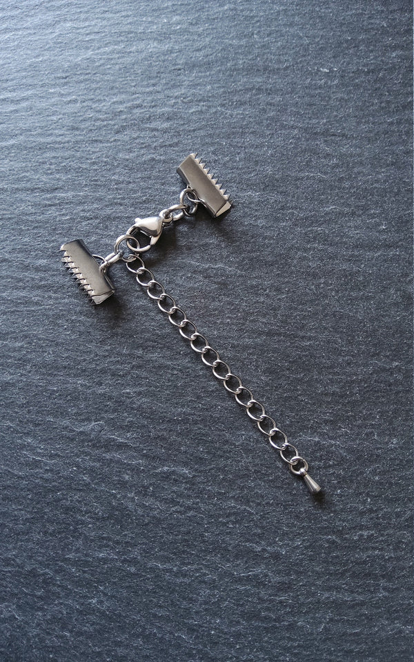 4 or 20 Stainless Steel Crimp End Sets for 13mm (1/2 inch) Wide Chokers & Bracelets with Extender