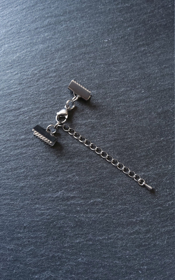 4 or 20 Stainless Steel Crimp End Sets for 13mm (1/2 inch) Wide Chokers & Bracelets with Extender