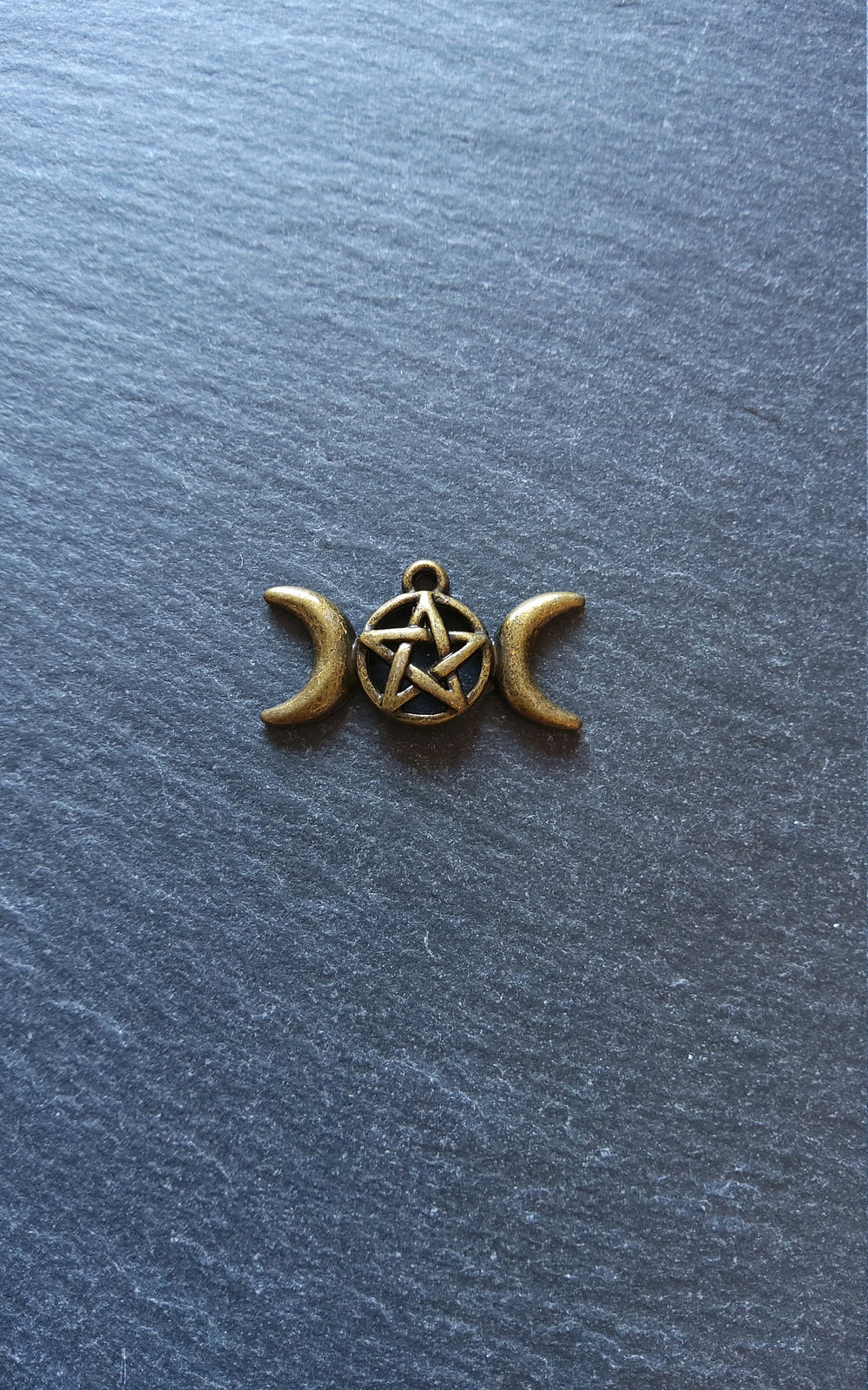 8 or 40 Triple Moon Pentagram Pendant Charms Antique Bronze Tone 30x16x4mm