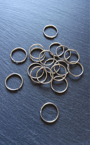 50 Round 20mm, 24mm or 25mm Silver Tone Split Rings for Keyrings