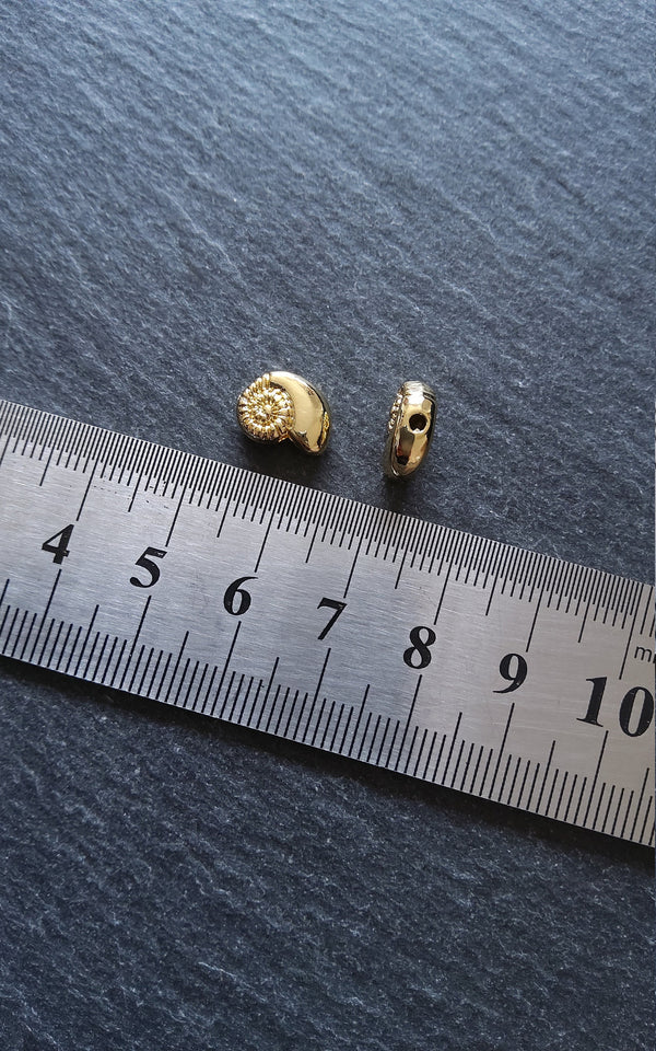 4 or 20 Shell Snail Ammonite Beads Real 14K Gold Plated Alloy 11x8x4.5mm Hole: 1.5mm Nickel FREE
