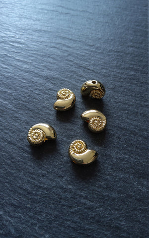 4 or 20 Shell Snail Ammonite Beads Real 14K Gold Plated Alloy 11x8x4.5mm Hole: 1.5mm Nickel FREE