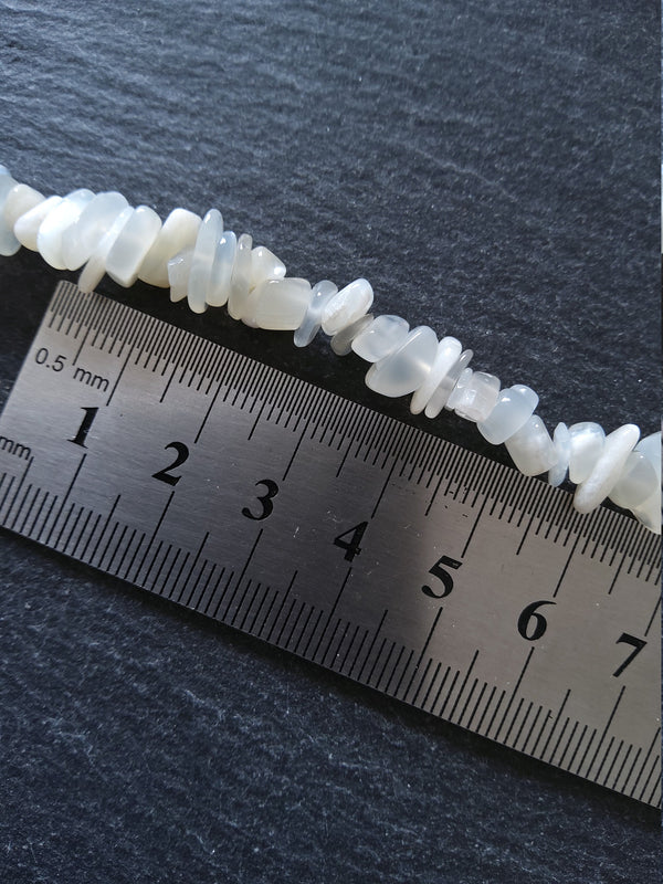 Natural Moonstone Rounded Chip Beads 5mm to 8mm. Full 33 inch Strand Hole: 1mm