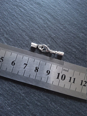 6 or 30 Silver Plated Crimp End Sets for 2mm to 2.5mm Cord for Necklaces - ContentedCatz