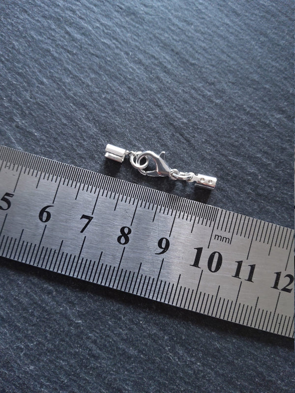 6 or 30 Silver Plated Crimp End Sets for 2mm to 2.5mm Cord for Necklaces - ContentedCatz