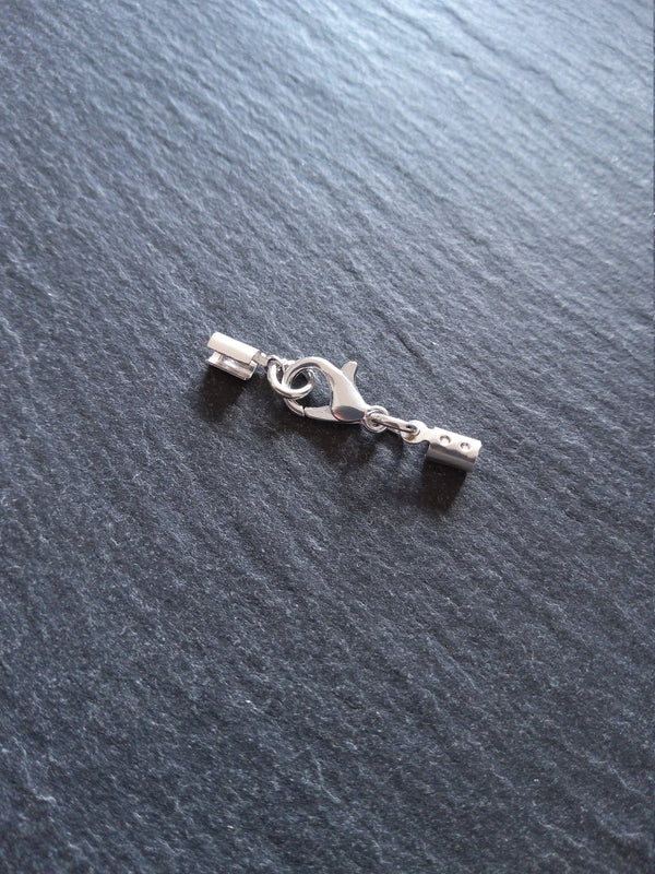 6 or 30 Silver Plated Crimp End Sets for 2mm to 2.5mm Cord for Necklaces - ContentedCatz