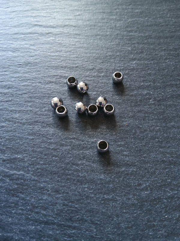 20 or 100 Stainless Steel 5mm Barrel Beads Smooth Solid Round Spacer with 3.2mm Hole