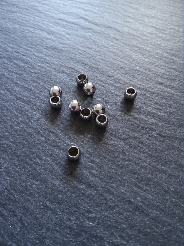 20 or 100 Stainless Steel 5mm Barrel Beads Smooth Solid Round Spacer with 3.2mm Hole