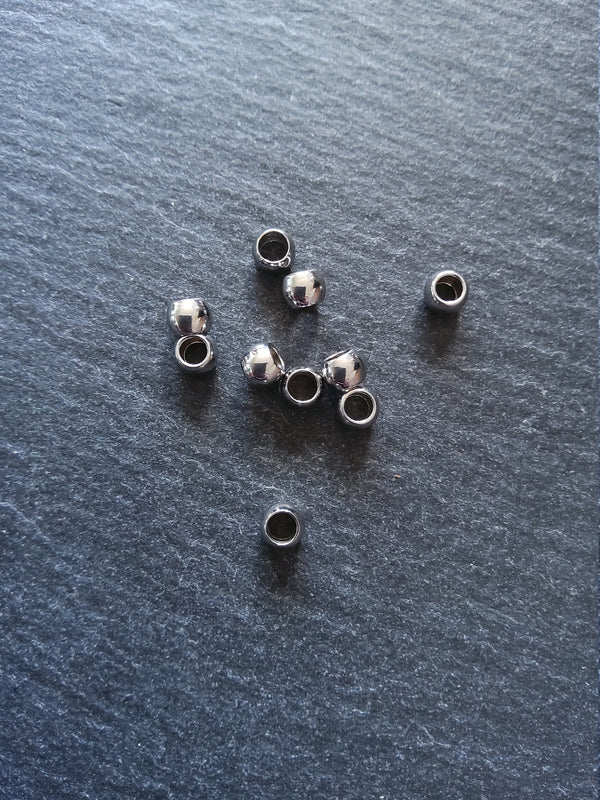 20 or 100 Stainless Steel 5mm Barrel Beads Smooth Solid Round Spacer with 3.2mm Hole