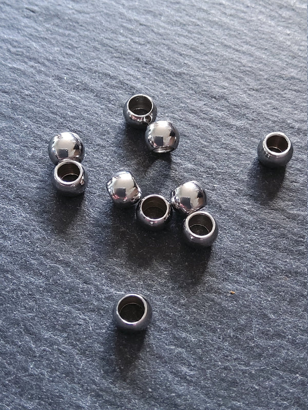 20 or 100 Stainless Steel 5mm Barrel Beads Smooth Solid Round Spacer with 3.2mm Hole