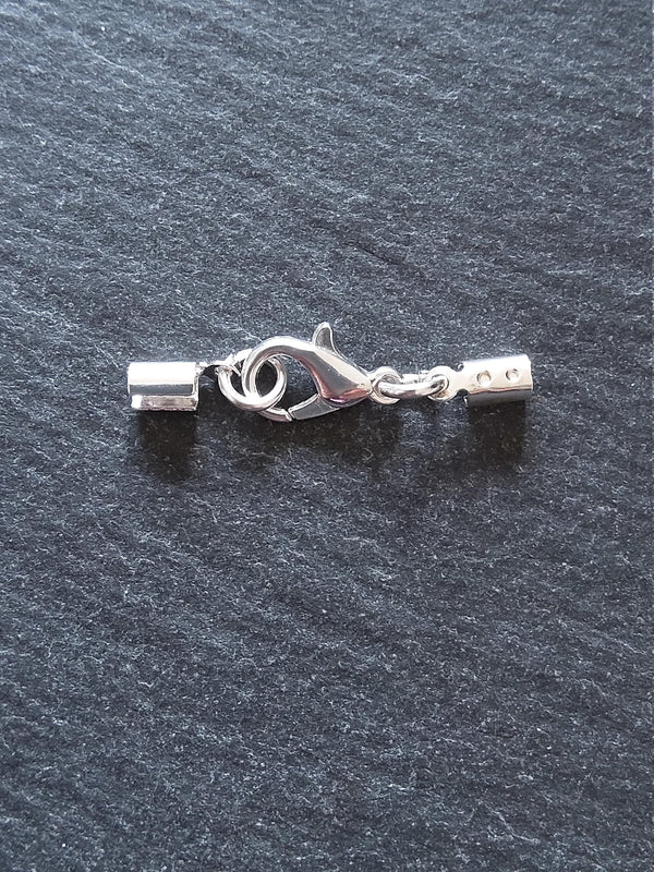 6 or 30 Silver Plated Crimp End Sets for 2mm to 2.5mm Cord for Necklaces - ContentedCatz