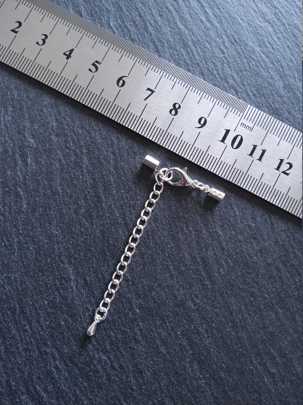 Silver Plated Crimp End Sets for 2mm to 2.5mm Cord Necklaces