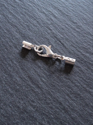 6 or 30 Silver Plated Crimp End Sets for 2mm to 2.5mm Cord for Necklaces - ContentedCatz