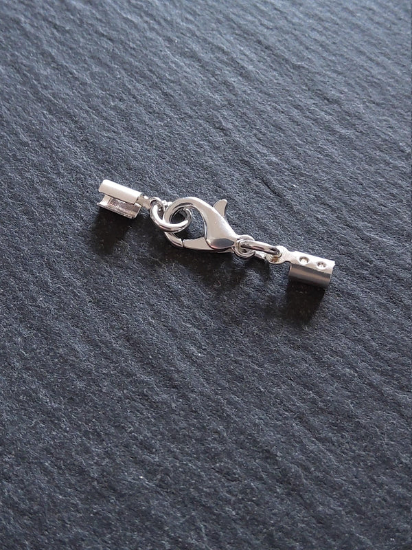 6 or 30 Silver Plated Crimp End Sets for 2mm to 2.5mm Cord for Necklaces - ContentedCatz