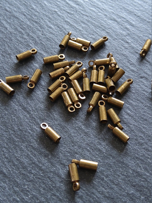 50, 250 or 1000 Antique Bronze End Caps for 1.5mm Cord Necklaces (2mm end caps) 8x2.8mm